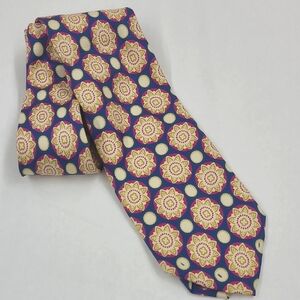 Balenciaga Silk Men's Blue and Cream Patterned Tie